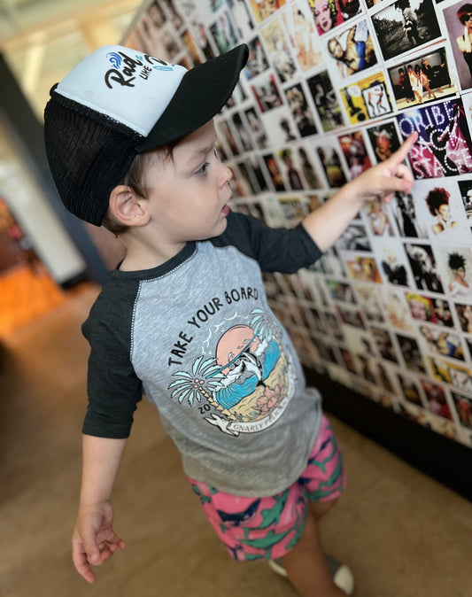 “Take your board” shark Youth Baseball Tee