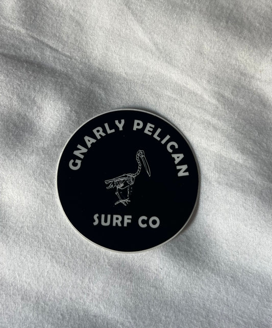 Gnarly skeleton Pelican 2 inch sticker 