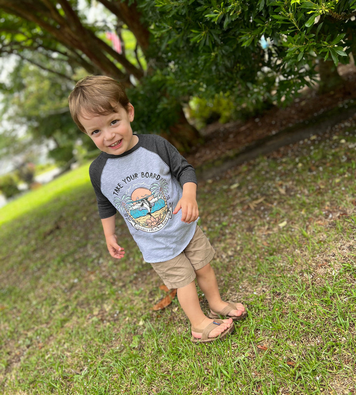 “Take your board” Shark Toddler baseball tee