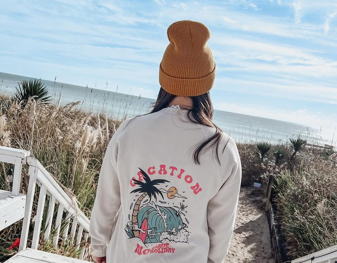 “Vacation No Wave Holiday” Crewneck Sweatshirt