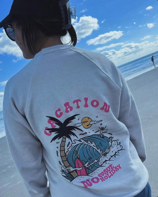 “Vacation No Wave Holiday” Crewneck Sweatshirt